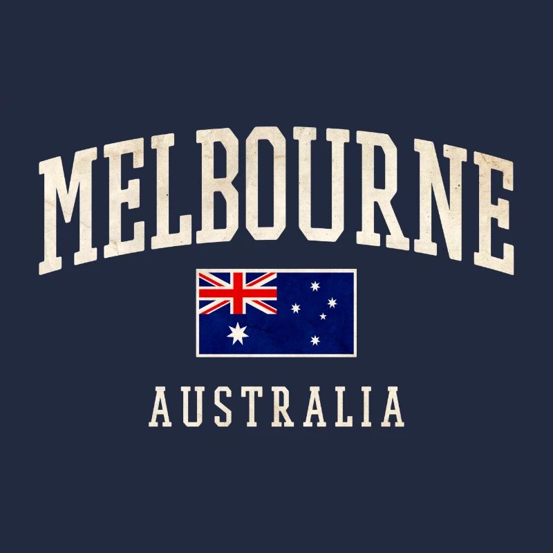 Melbourne, Australie, Design avec drapeau
