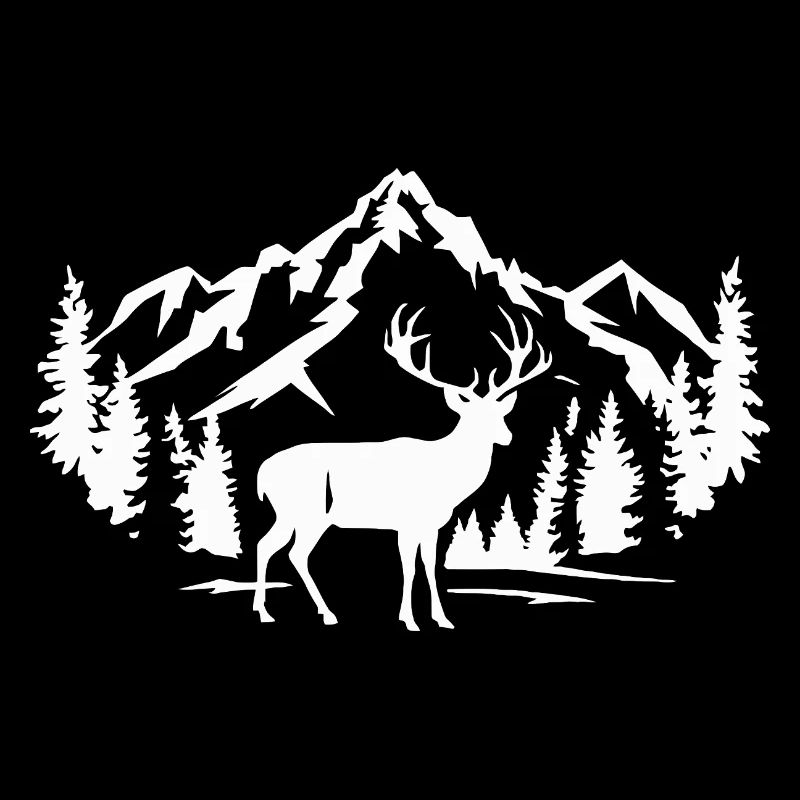 Majestic Deer with Mountain and Forest Scene