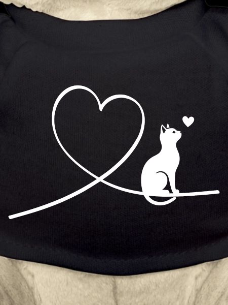 Cute cat with heart silhouette
