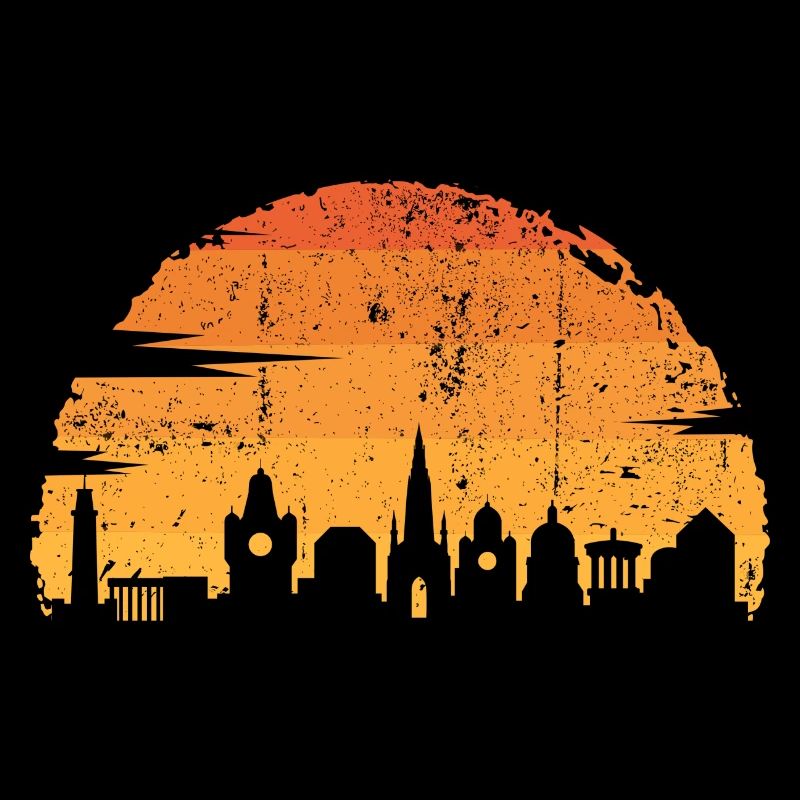 Golden Sunset Cityscape Silhouette