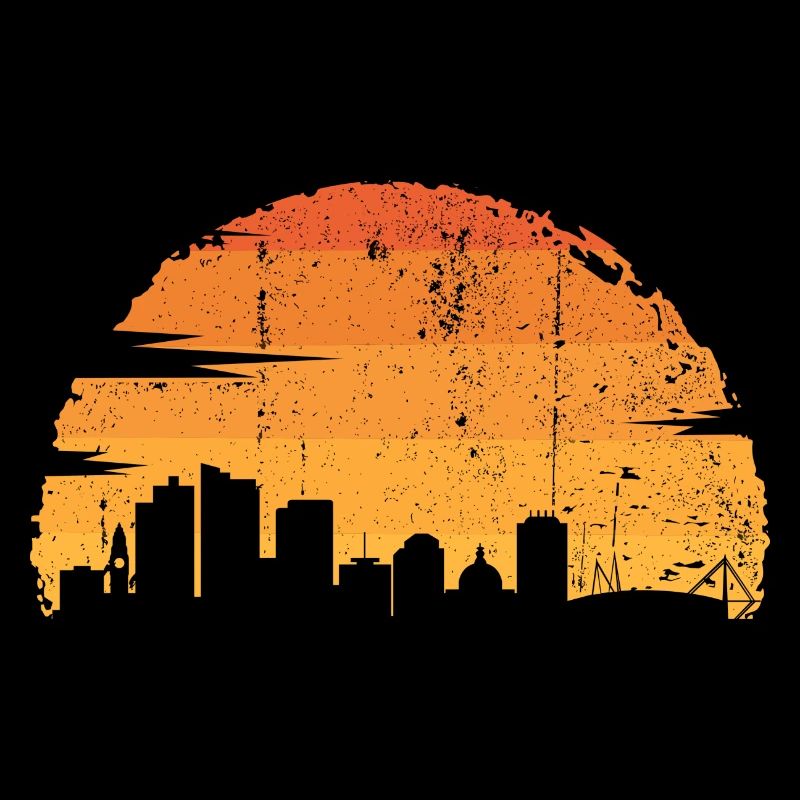 Silhouette des Stadtuntergangs