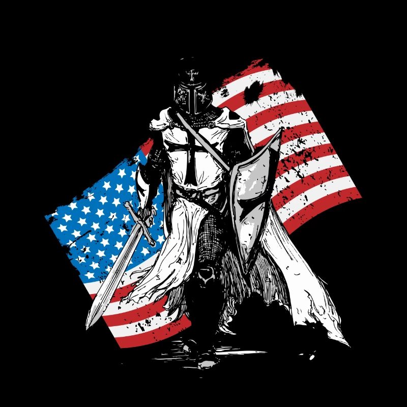 Chevalier Croisé Amérique Usa Drapeau Jérusalem