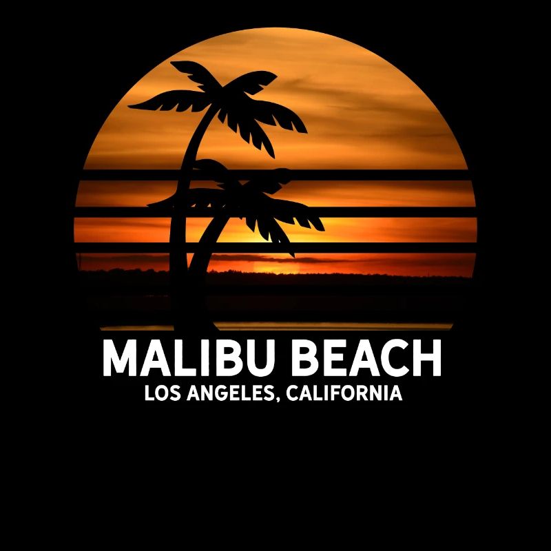 Malibu Beach California with palm trees