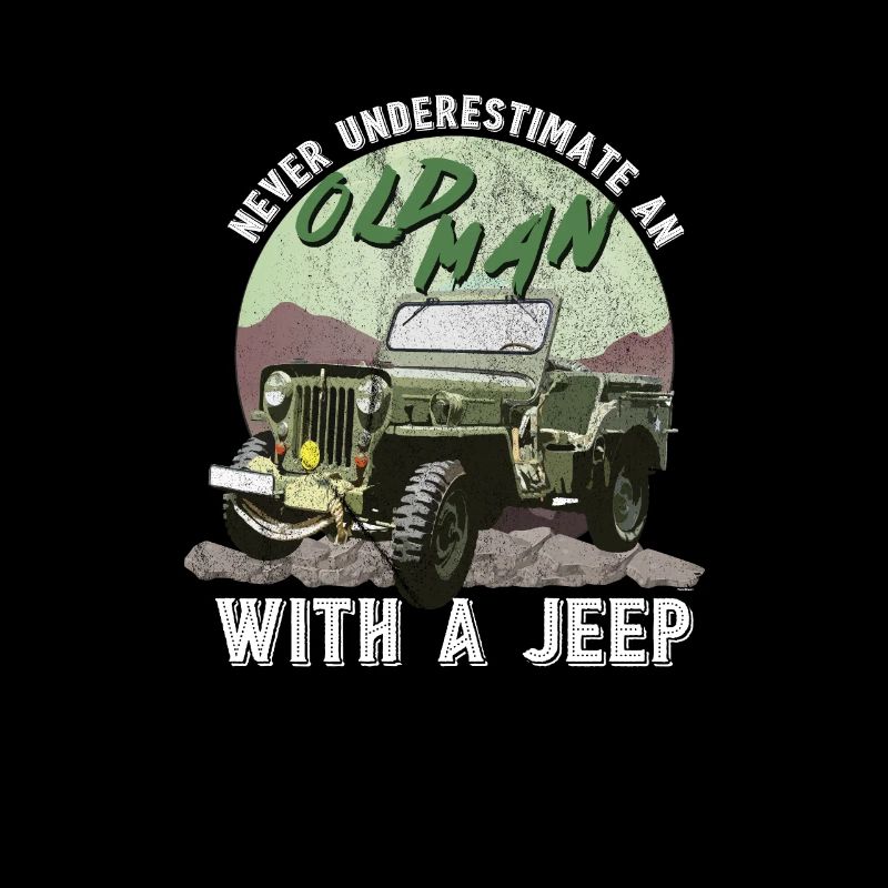 Alter Mann mit einem Jeep