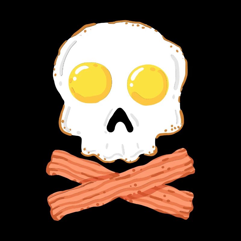Breakfast bacon and egg skull with bone shirt
