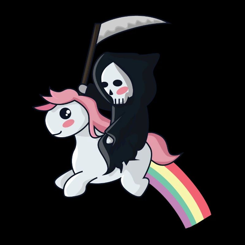 Sensenmann auf einem Einhorn