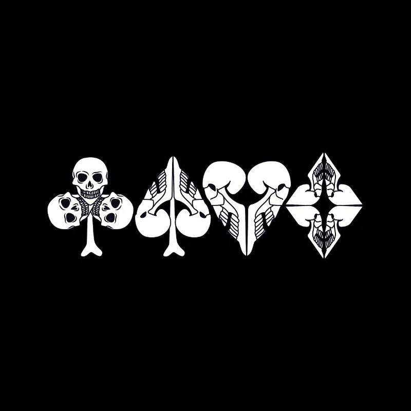 Cross spade heart check as a skull