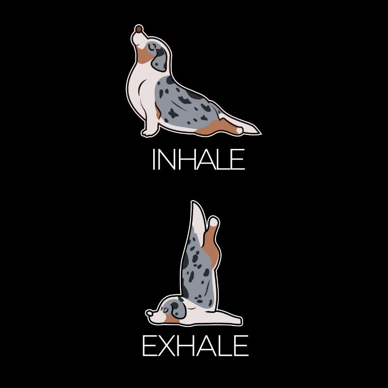 Yoga dog inhale exhale breathing technique gift
