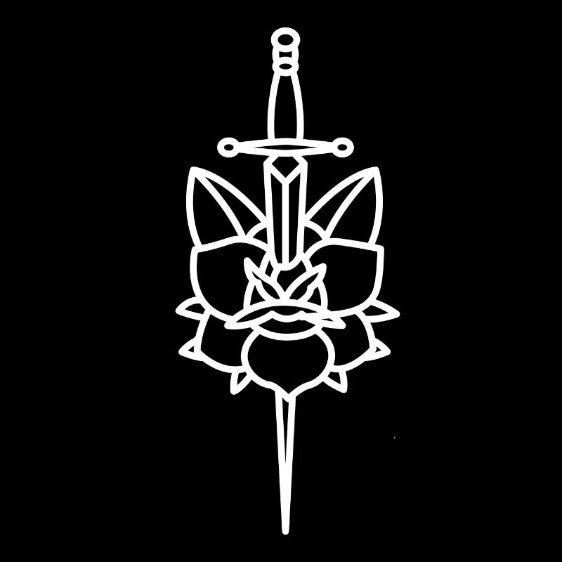 Tattoo Rose with dagger
