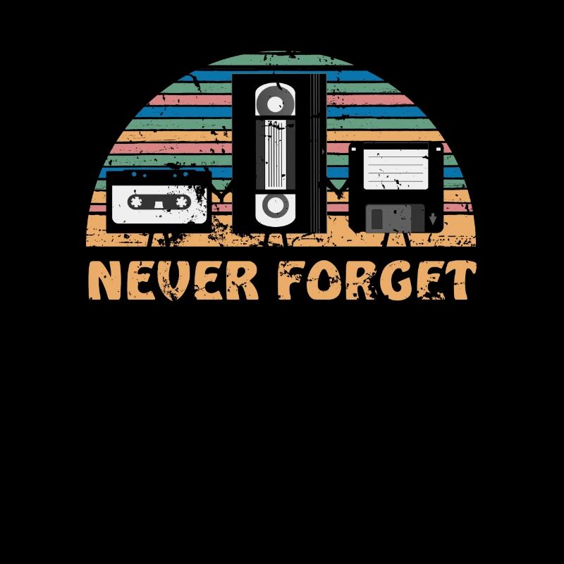Never Forget Retro Diskette Videokassette Geschenk