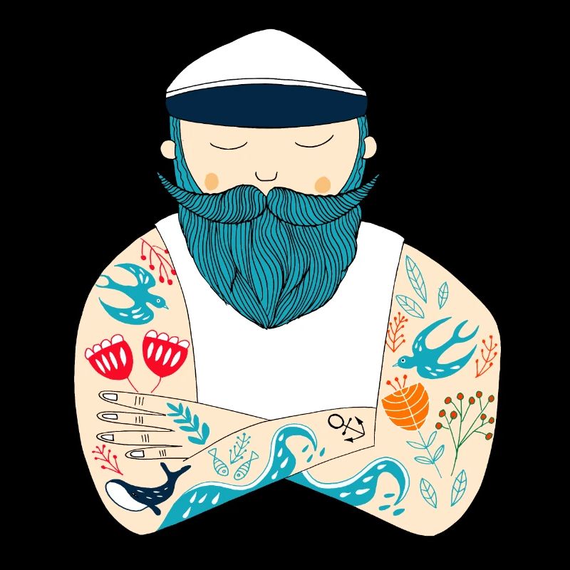 Marin scandinave tatoué, barbu