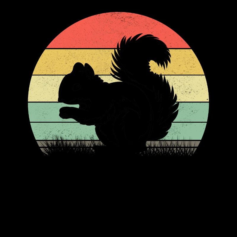 Retro Vintage Eichhoernchen Squirrel 70's Sunset