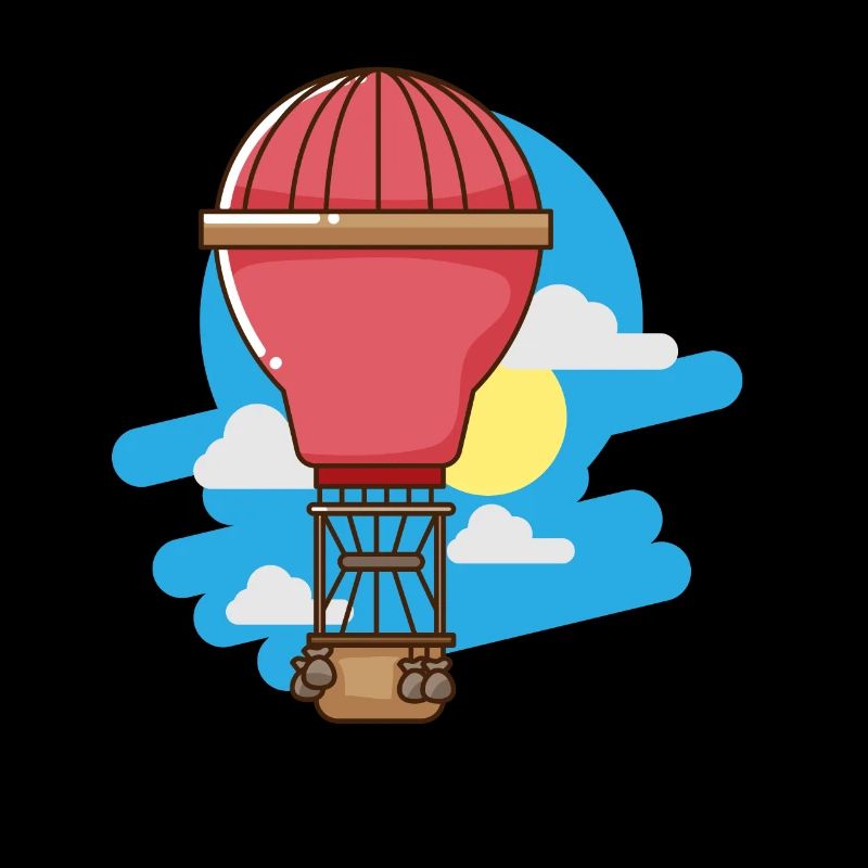 Hot air balloon with clouds