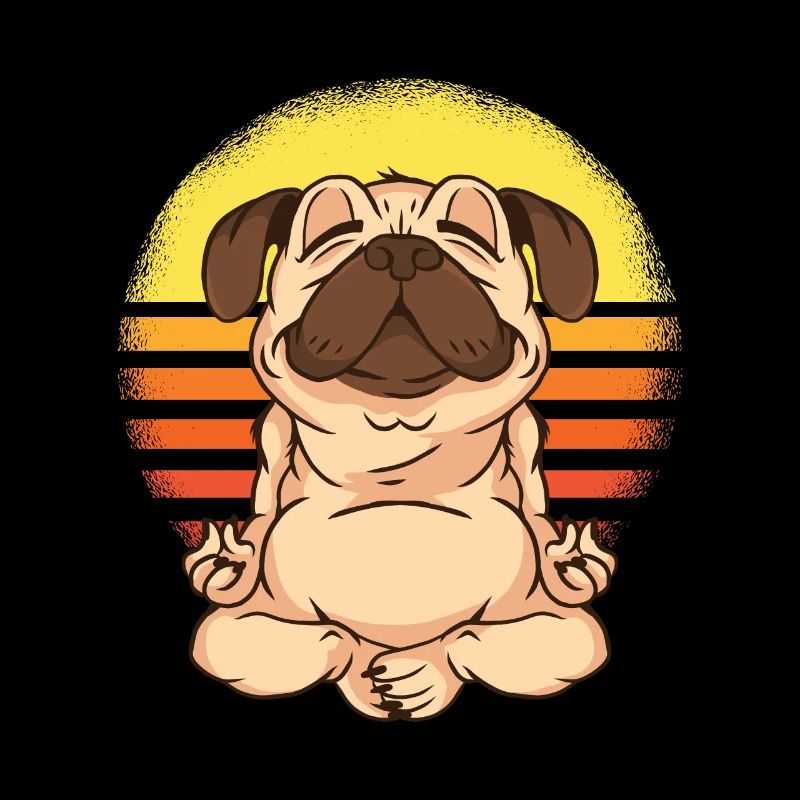 Mops Welpe Nerd Mütze Yoga Hund Geschenk