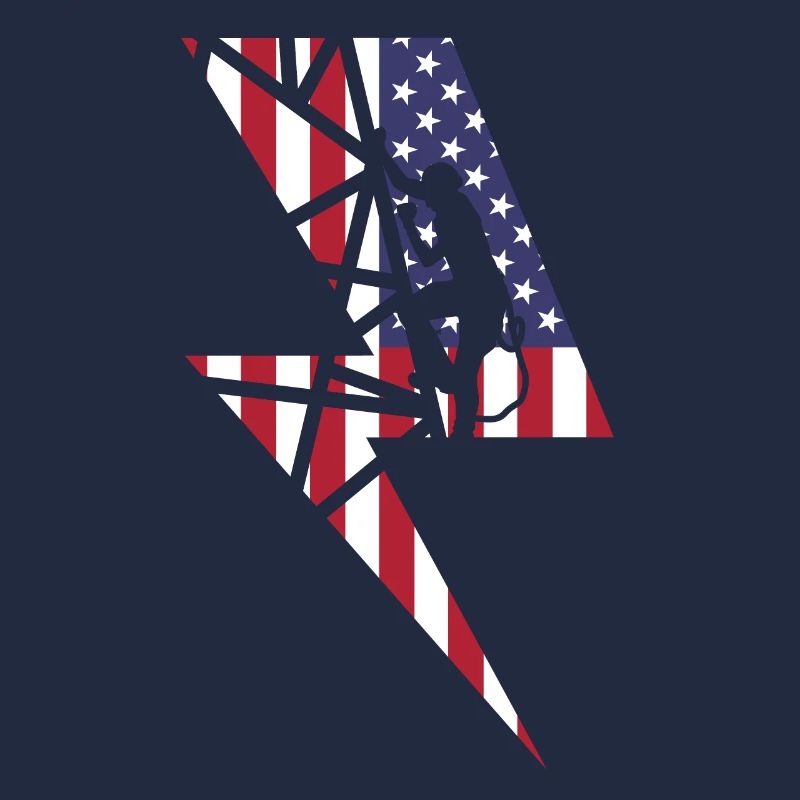 Monteur de lignes d'électricien drapeau des États-Unis