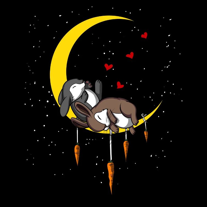 Lapins mignons sur la lune