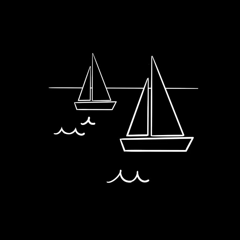 Voiliers avec des vagues devant l'horizon