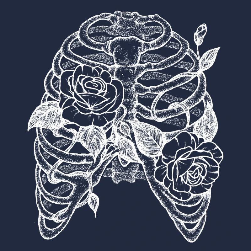 Squelette et roses