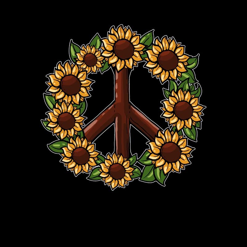 Hippie Sunflower Peace Shield