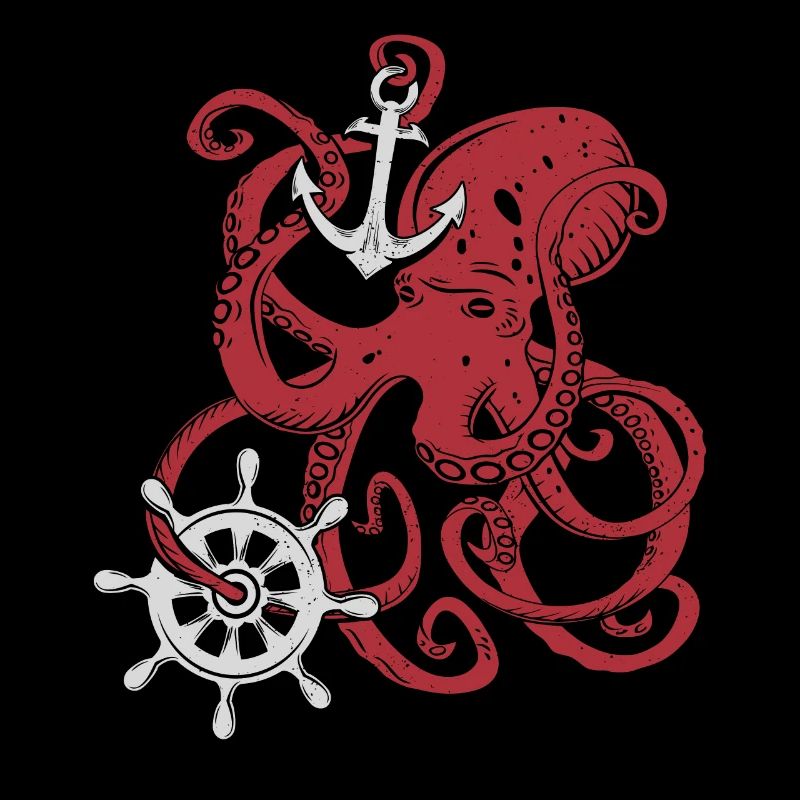 Giant Octopus Vintage Nautical Design Theme