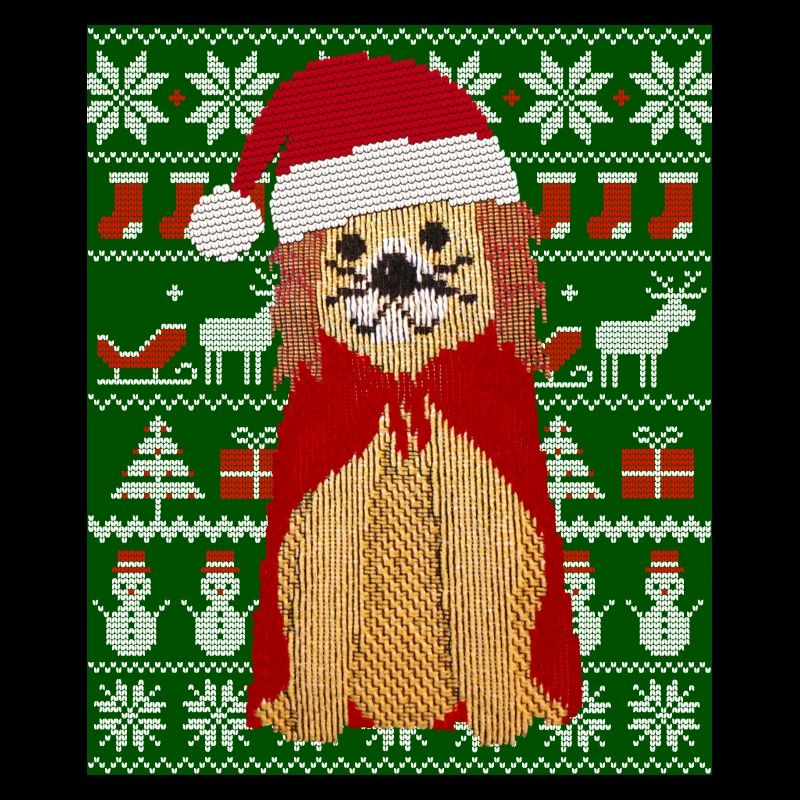 Gestrickter Hund als Weihnachtsmann Ugly Christmas
