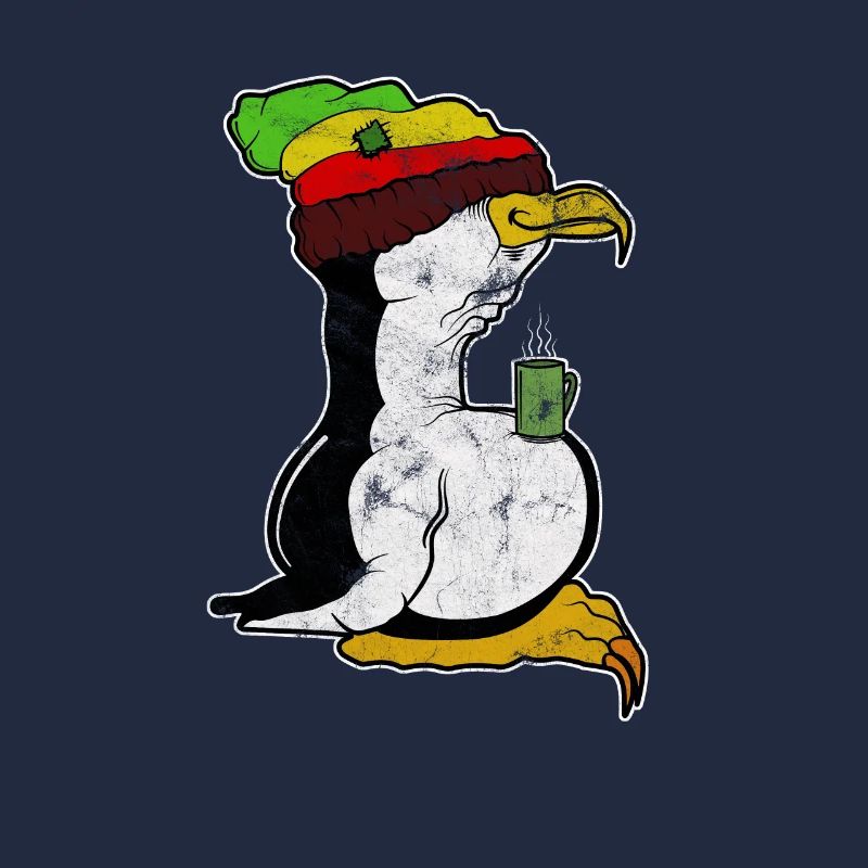 Tux Linux Penguin Coffee Break Computer Nerd Retro