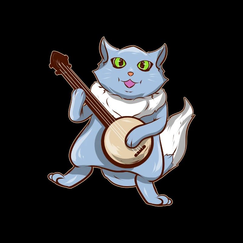Cat Plays Banjo Mandolin Banjo Player