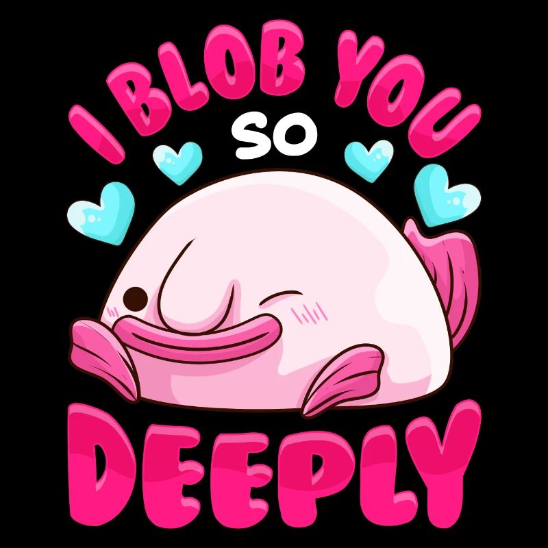 Adorable I Blob You So Deeply Cute Blobfish Pun