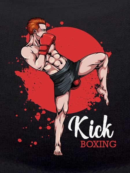 Kickboxeur en fond rouge