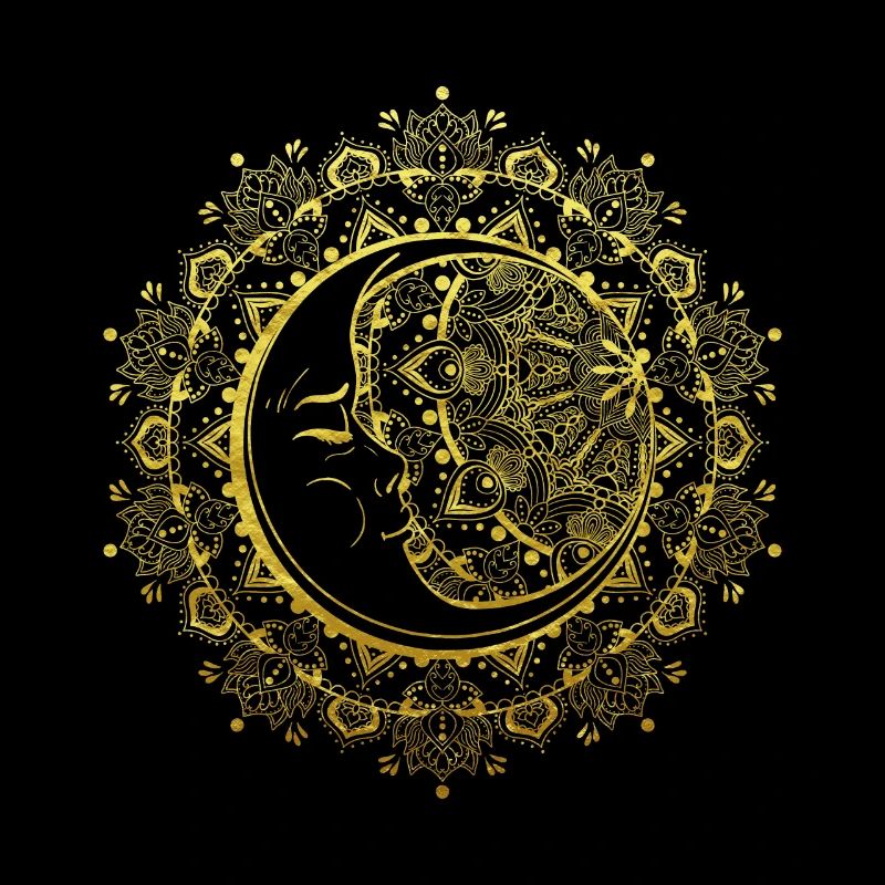 Mandala de lune en or bouddhiste indien