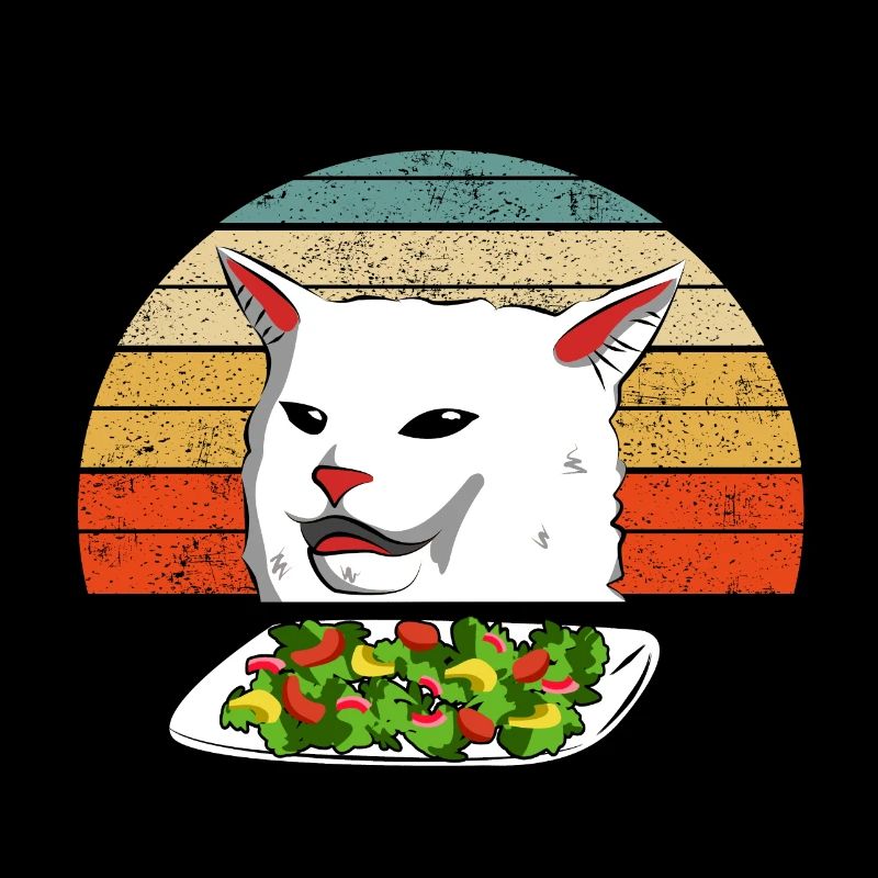 Cat Meme Woman Yelling At Table Dinner Vintage