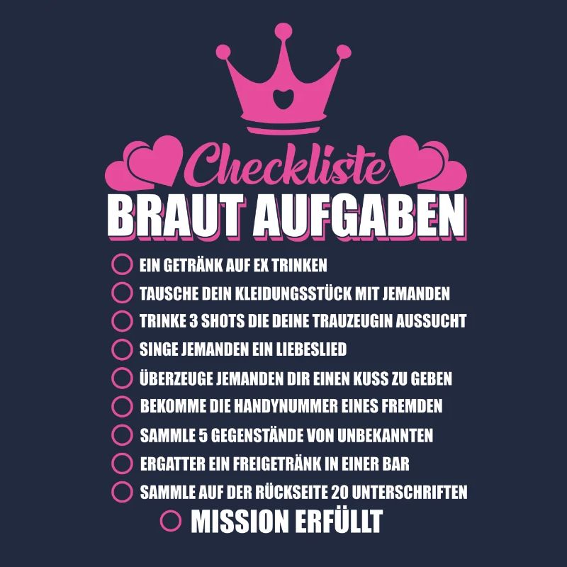JGA Junggesellen Junggesellin Braut Checkliste