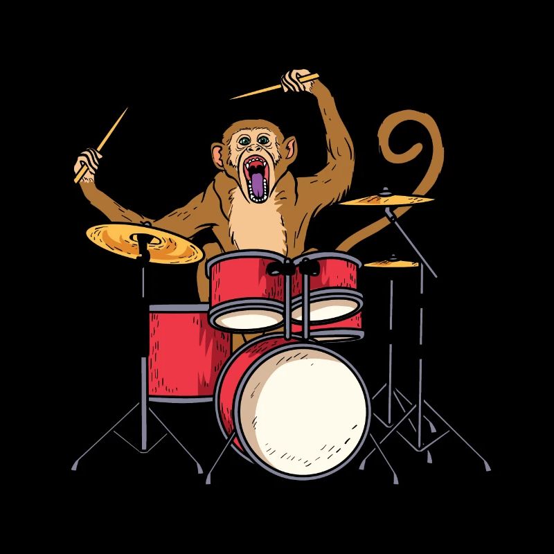 Monkey Playing Drums Drummer Band The Animal