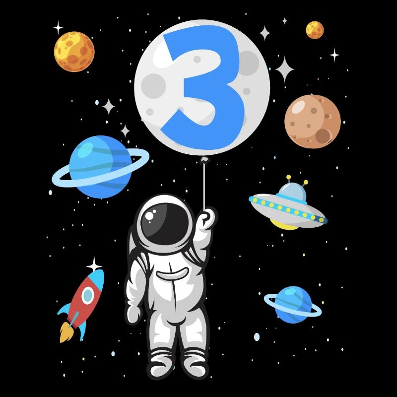 Astronaut rocket 3rd birthday space 3 years