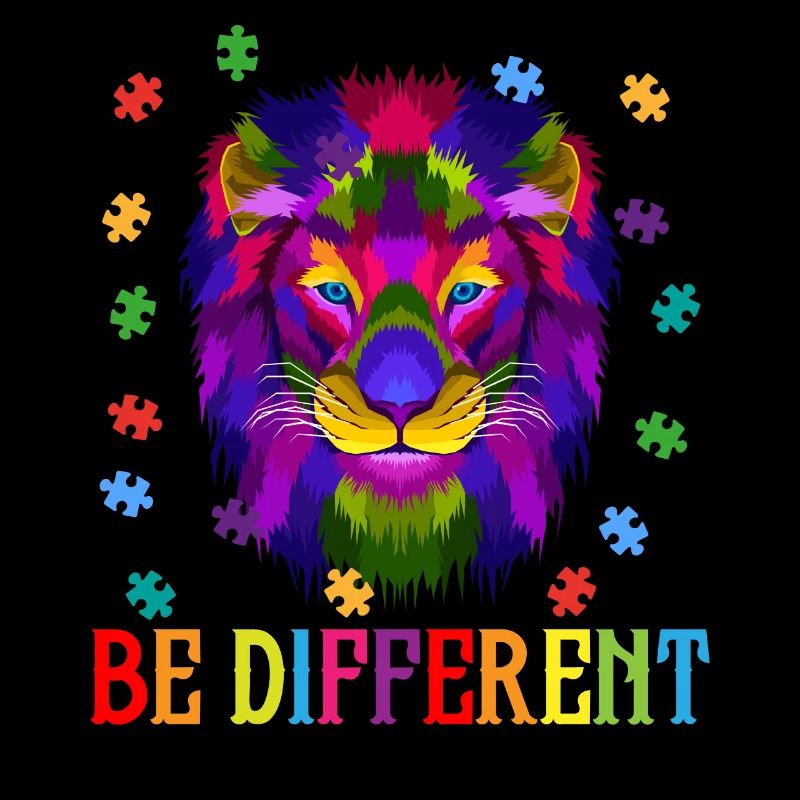 Seien Sie anders - Austism Puzzle ASD Support Lion