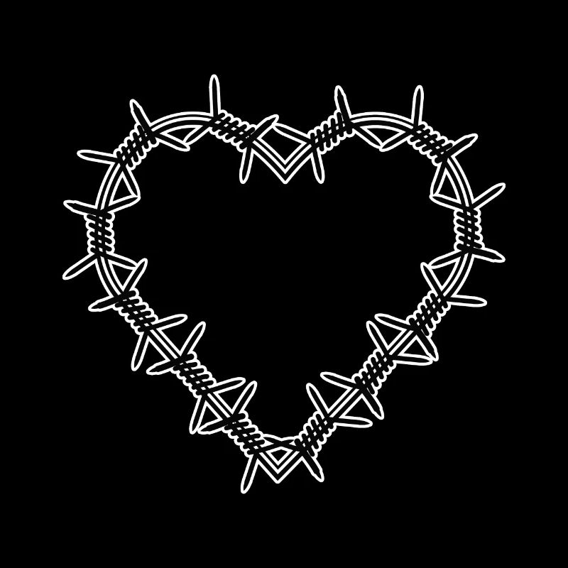 Coeur de barbelés 2 bords blancs