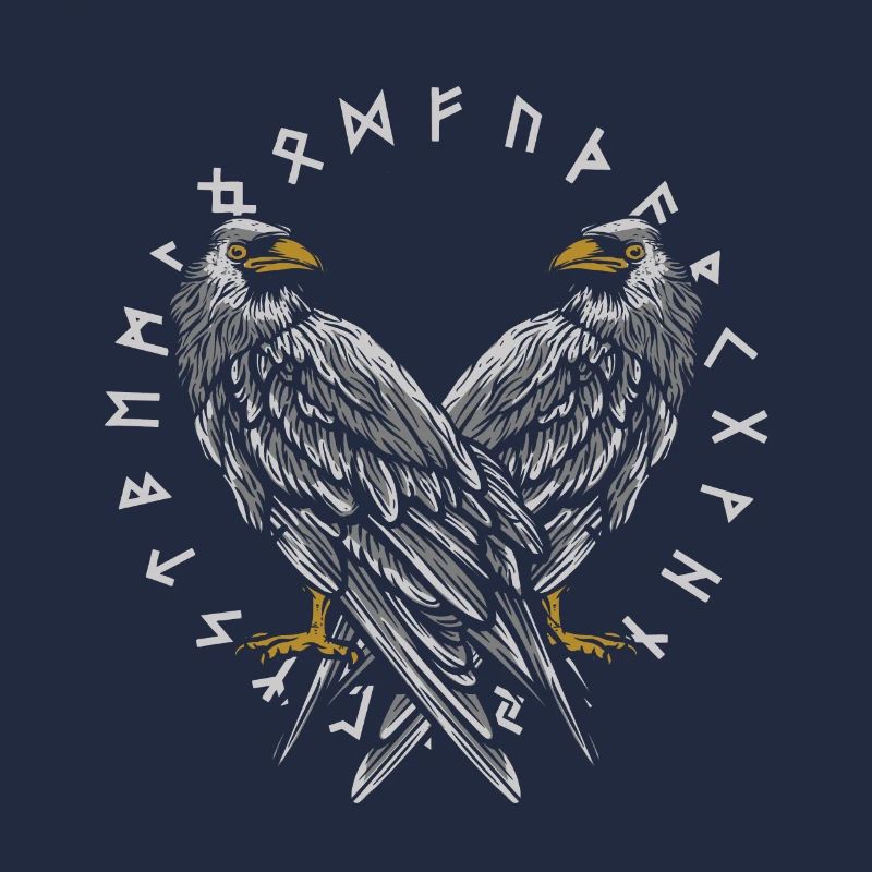 Corbeau d'Odin avec cercle Futhark