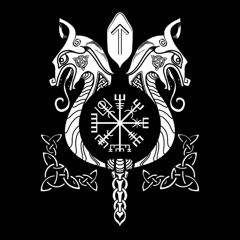 Wikinger Drachen Keltische Knoten Runen Kompass