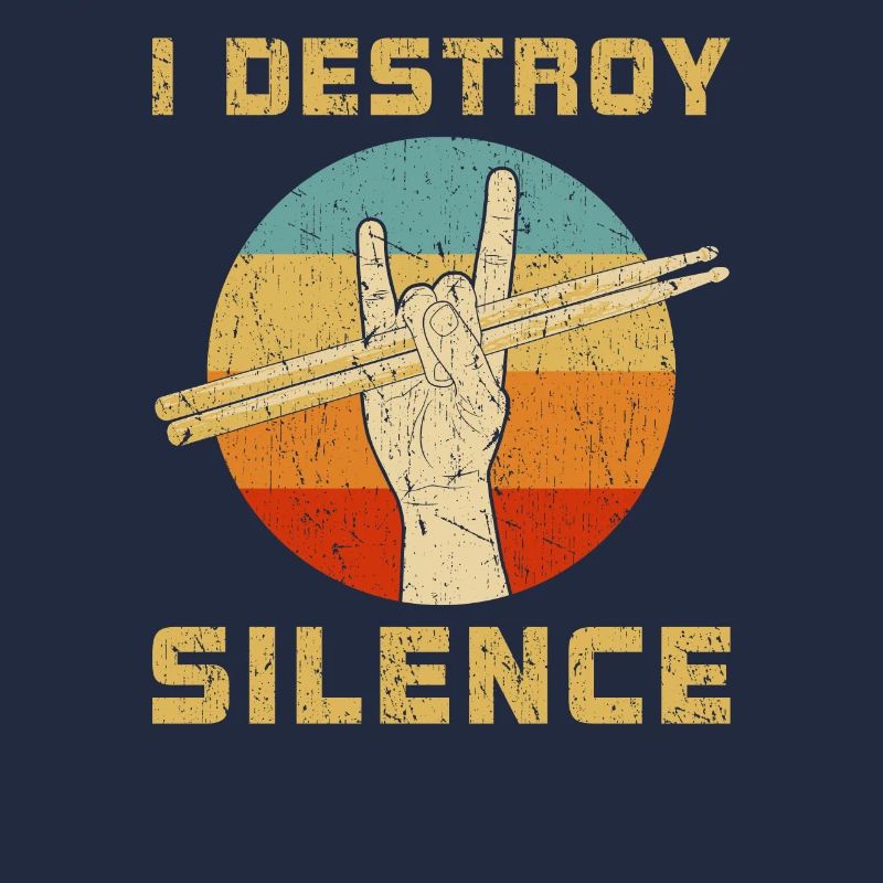 Ich zerstöre Silence Drum Set Drummer Retro Drumming