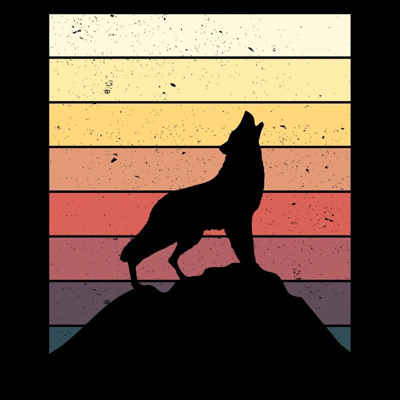 Retro Wolf Wolfshund Heulen Berge Geschenkidee