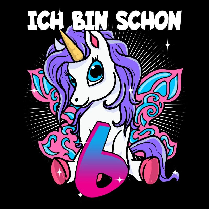 Ich bin schon 6 Einhorn Geburtstag Pferd Geschenk
