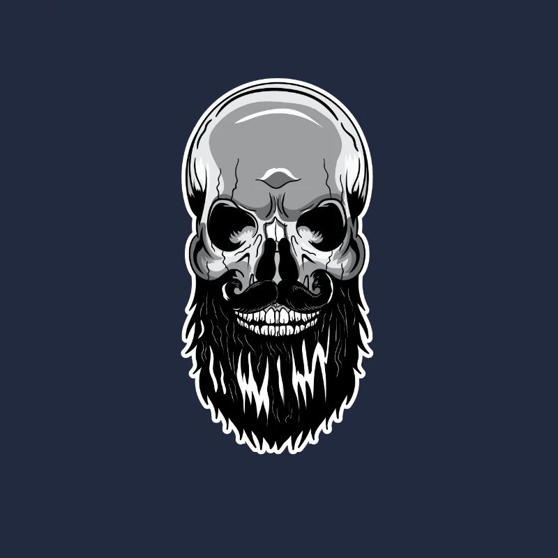 Skull beard bald head skeleton