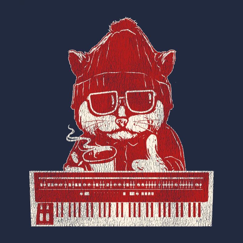 Chat de café synthétiseur cool