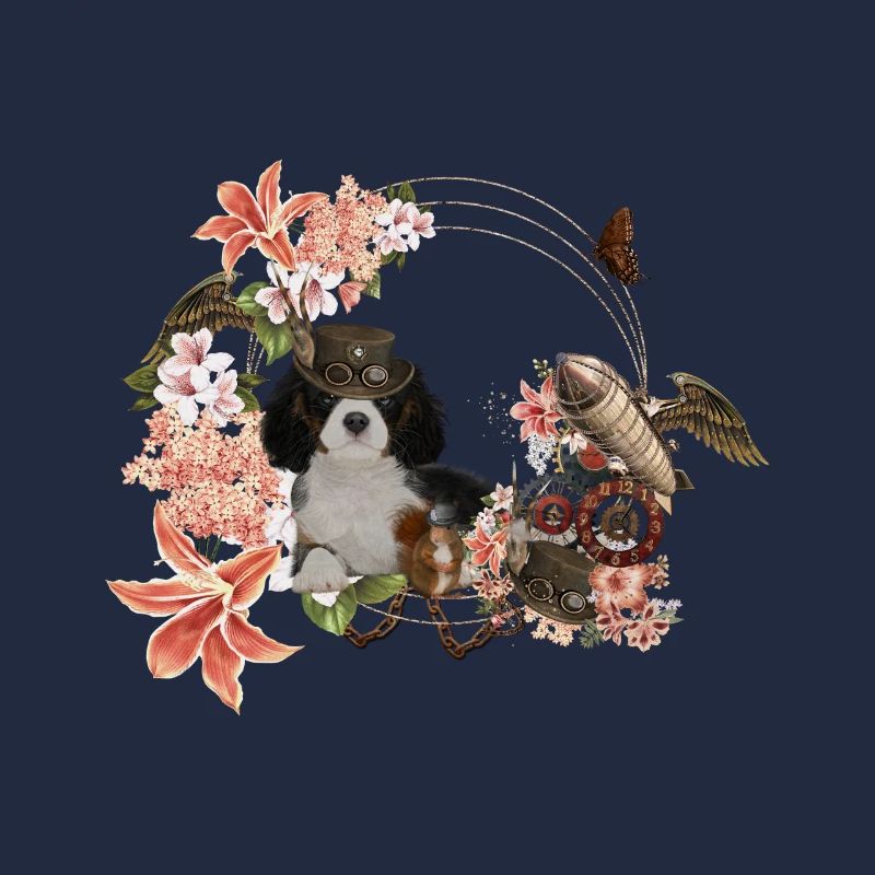 Steampunk, puppy and squirrel with hat