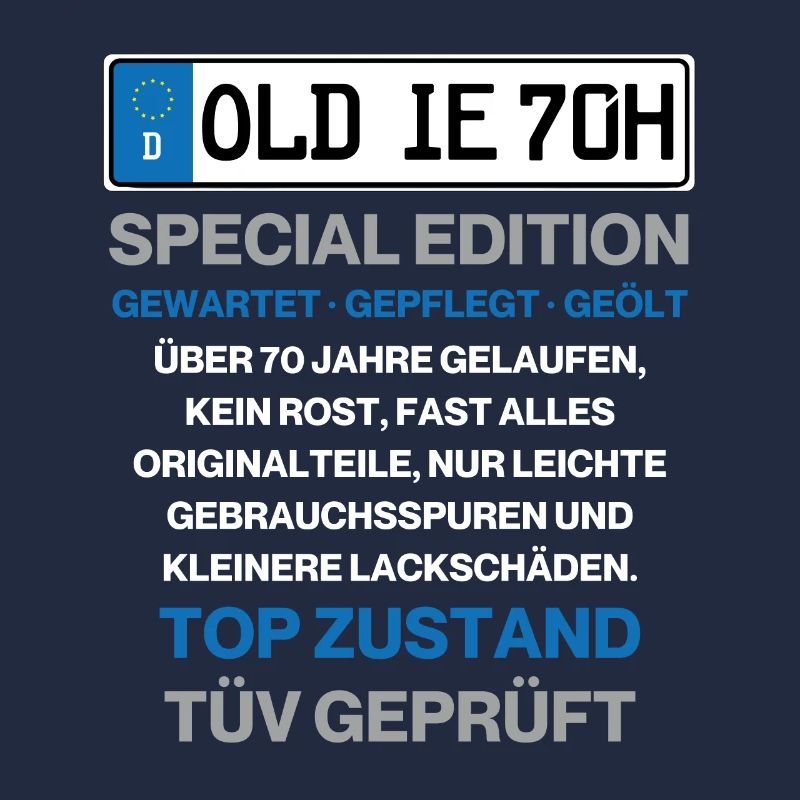 Oldie Kennzeichen 70. Geburtstag Geschenkidee