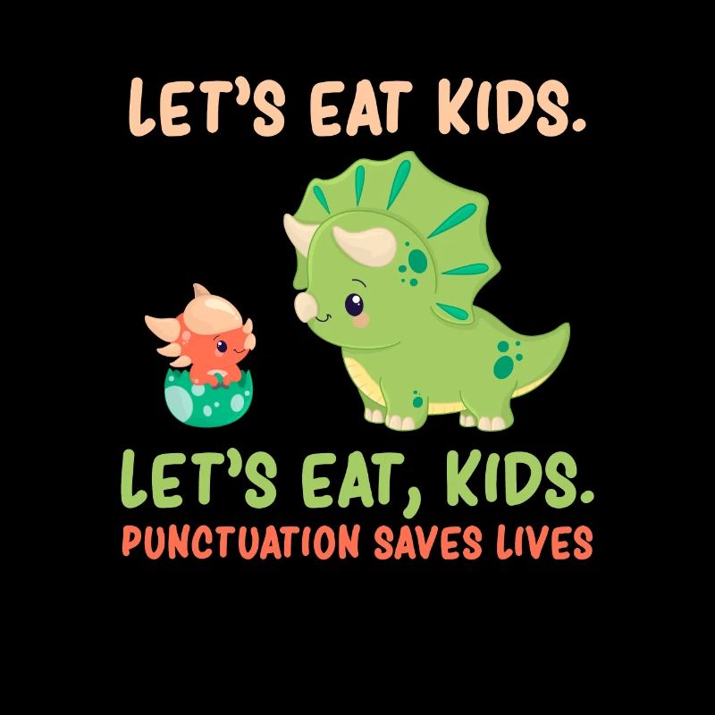 Englische Grammatik Interpunktion Humor Trex Dino