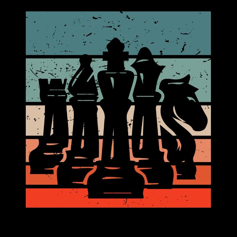 Pièces d'échecs vintage rétro colorées