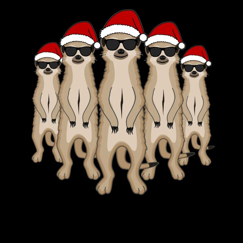 Cadeau de Noël de groupe de suricates drôles