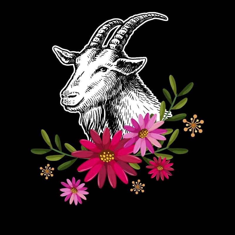 Chèvre avec des fleurs