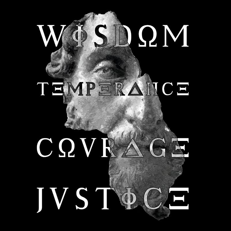 White Virtues of Stoicism Wisdom Courage Justice